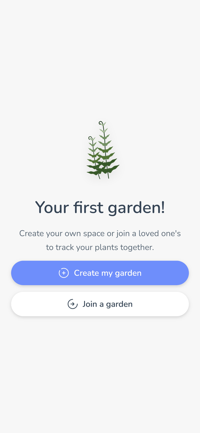 Capture d'écran Famileaf : un écran propose de créer un nouveau foyer ou d'en rejoindre un via un lien d'invitation.